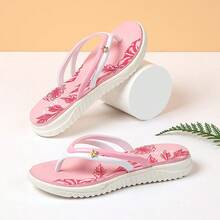 Ladies' Summer Slipper Sandals - Pink Pattern - View 4