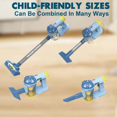 1 Set Kids Simulation Vacuum Cleaner Toy, Children's Pretend Role Play Cleaning Toys, Toy Vacuum Cleaner With Light & Realistic Sounds, Realistic Suction Pretend Play Housekeeping Kit, Pretend Role Play Household Interactive Cleaning Toys, Role-Playing Toys For Kids Aged 3+
