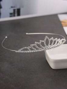 1入簡約時尚公主皇冠頭帶髮飾,適合女孩生日禮物派對裝飾