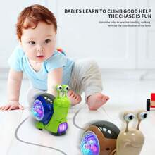 Caracol giratorio motorizado con luz - Juguete electrónico interactivo para niños - Con luces LED y música - Proyección de iluminación y sonido - Reptación para bebés - Apto para niños y niñas