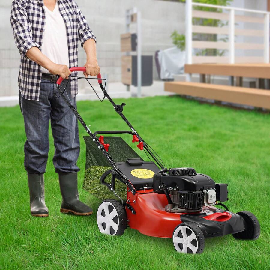 Futchoy 1.6L Self-Propelled Gas Lawn Mower 140CC 4-Stroke Single Cylinder Gasoline Mower - 紅色 - 查看 1