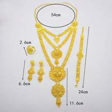 Gold Plated Three-Layer Necklace, Long Pendant, Jewelry Set, African Women's Banquet, Wedding Accessories - BJ830 - View 3
