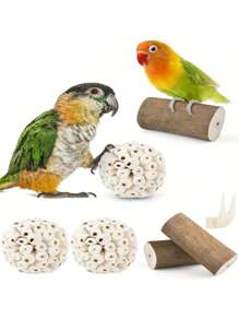 1 pieza Pelota de paja de mar para morder del loro, juguete para afilar el pico, apropiado para loros, cacatúas, guacamayos, agapornis, periquitos, canarios y otras aves pequeñas, suministros de aves inteligentes, juguete para loros, suministros para aves, pelota de enriquecimiento para la cacatúa