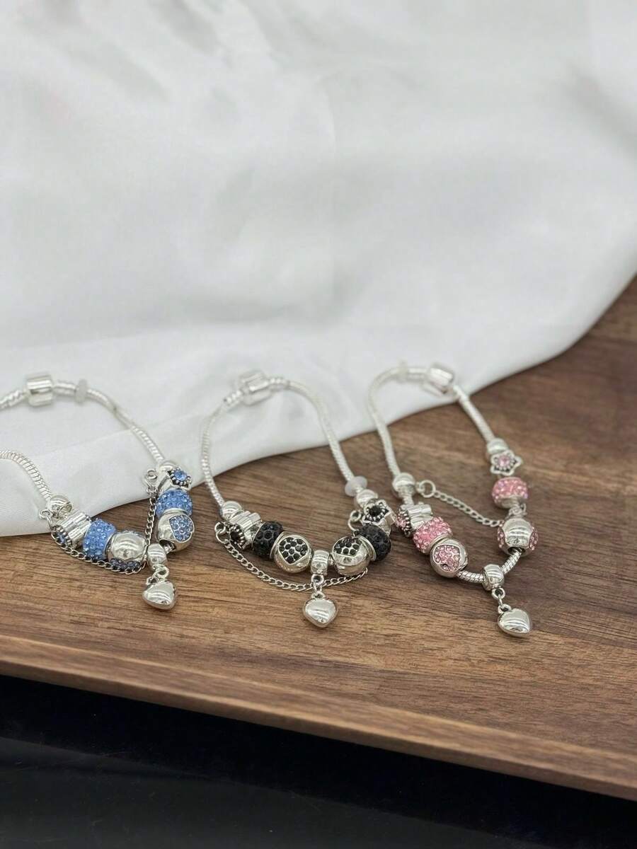 Silver Bracelet And Vivara Jewelry Silver With Colored Stone Boho Style Send Random - Bạc - Xem 1