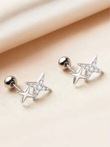 2 Pcs New Simple Stainless Steel Golden Flower Small Stud Earring For Women Girl Teen Tiny Screw Back Piercing Accessories