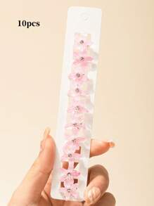 10pcs Women's Rhinestones Flower Decorative Hair Rings,Floral Side Small Clip Headdress
