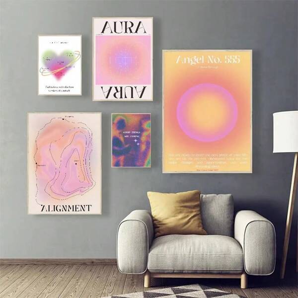 1pc Wall Arts Posters FramelessVintage Gradient Halo Wall Art Abstract Poster Divine Spirit Vintage Poster Vintage Room Home Bar Cafe Decor Room Decor ,Wall Art With Frame