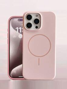 Liquid Silicone Magnetic Phone Case Suitable For IPhone 16 Pro Max Waterproof Shockproof Anti-Fall Scratch Resistant - Light Pink - View 3