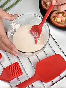 Bộ 6 món/1 cái thìa silicon, dụng cụ cạo dùng trong nhà bếp, dụng cụ cạo chịu nhiệt dùng trong nấu nướng và làm bánh, có thể rửa bằng máy rửa chén, lưỡi silicon nhà bếp, thìa silicon. - Nhiều màu - Xem 5