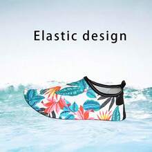 Women's Low-Top Blue Butterfly Design Swimming Fitness Water Shoes, Elastic Fabric Upper, TPR Sole, Summer Holiday Style