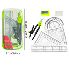 7pcs Metal Compass Set With 4 Rulers And 1 Pencil, Precision Drafting Tool For Geometry Drawing And Measurement, Ideal For Students, Architects And Engineers, High Quality Durable Compass And Ruler Set,School Supplies,Back To School - Sets - View 1