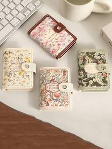 1PC Fashion Flower Oil Painting Card Holder Female Retro Style 20 Card Slots Bank Card Holder ID Bag Female Large Capacity Card Holder, - Multicolor - View 6