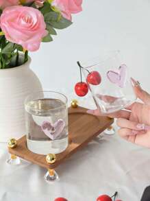 1pc Pink Bow Glass Cup, Nordic Minimalist Vintage Household Water Cup, Matcha Dessert Cup, Suitable For Middle Eastern Red Tea, Arabic Coffee, Large Capacity American Coffee Cup, Gift Water Cup For Girls, Cafe Water Cup