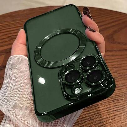 VRNOEI Ốp điện thoại từ tính mạ điện cao cấp, tương thích với iPhone 16/15/14/13/12/11/17 Pro Max/16/15/14 Plus/AIR, hỗ trợ sạc không dây từ tính, chống sốc và chống rơi, unisex, ốp điện thoại khung từ tính trong suốt.