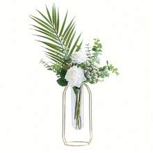 1pc Metal Flower Stand With Transparent Glass Vase, Minimalist Modern Creative Home Floral Hydroponic Decor Home Decor Back To School Room Decor School Supplies Flower Vase