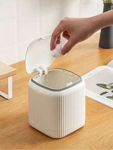 1pc 25 New Mini Desktop Trash Can, Press Open Lid Compact Clean Trash Can For Home And Office, Suitable For Kitchen, Bathroom, Bedroom, Living Room And Countertop Storage - Cosmetics, Office Supplies Decoration And Storage Bathroom Decor Fall Decor Back To School - Multicolor - View 2