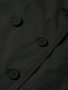 Risissida Women's Double-Breasted Trench Coat, Suitable For Commuting & Casual Wear, Solid Color Design, Fashion & Versatile For Spring & Autumn - Black - View 11