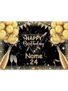 1 pieza Tela de fondo personalizable con nombre y edad para fiesta de 18 cumpleaños, decoración de banner de fondo con diseño verde y dorado para fiesta de cumpleaños de bebé y adulto