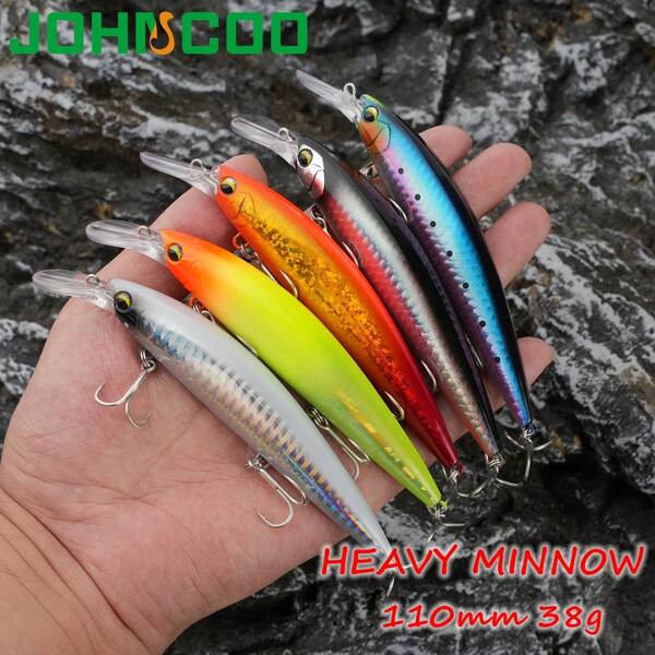 Long Casting Minnow 11cm 38g Sinking Fishing Lure Sea Fishing Lure Saltwater Artificial Bait Plastic Wobbler Fishing Accessory
