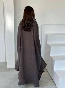 1 pezzo Abito cardigan da donna con maniche a pipistrello lunghe in lino, stile arabo retrò di Dubai, moda casual e larga, adatto per uso quotidiano, riunioni, kaftan modesto