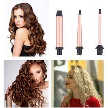3-In-1 Curling Iron Set, Includes 0.75-1 Inch Tapered Curling Wand, 1.25 Inch Large Curling Wand And 0.35 Inch Small Curling Wand, Interchangeable Ceramic Barrels, Suitable For Short And Long Hair - US A Type Plug(110-127V) - View 3