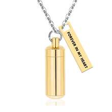 Polychrome Cylinder Urn Necklace For Ashes For Women Men Cremation Jewelry Keepsake Memorial Human Pet Ashes Pendant With Forever In My Heart - Cylinder - View 12