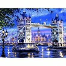 Set per ricamo di diamanti a 5D con il Ponte di Londra e la Torre Bridge, kit fai-da-te per dipingere con diamanti, bellissimo edificio, regali di vacanza, artigianato, arte, decorazione per la casa