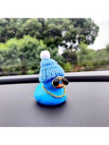 قطعة واحدة زخرفة سيارة بشكل بطة زرقاء وردية رائعة، البطة المطاطية للتزيين على لوحة أجهزة السيارة، هدية للمناسبات، إكسسوارات داخلية للسيارة