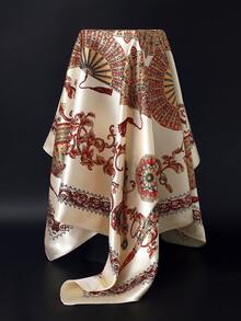 1 90cm Vintage Paisley Printed Headscarf, New Fashionable Square Scarf - Multicolor - View 7