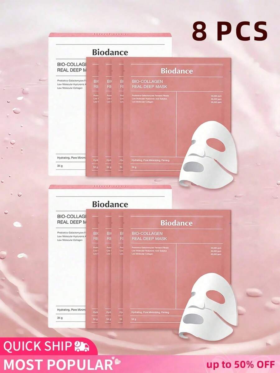 Biodance Bio-Collagen Real Deep Mask, Facial Masks,Hydrating Overnight Hydrogel Mask, Pore Minimizing, Elasticity Improvement, 34g X4ea,Hydrating,Non-Sticky,Brightening, Face Masks Skincare