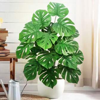 61-86-104 Cm (40.94 Inches) Artificial Monstera Green Monstera Leaf Tropical Plant Fake Palm Tree Home Office Festival Decoration