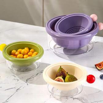 1 st dubbellagers avloppskorg, söt mini kökstvättkorg för frukt och grönsaker, elegant liten snacksbricka för vardagsrummet