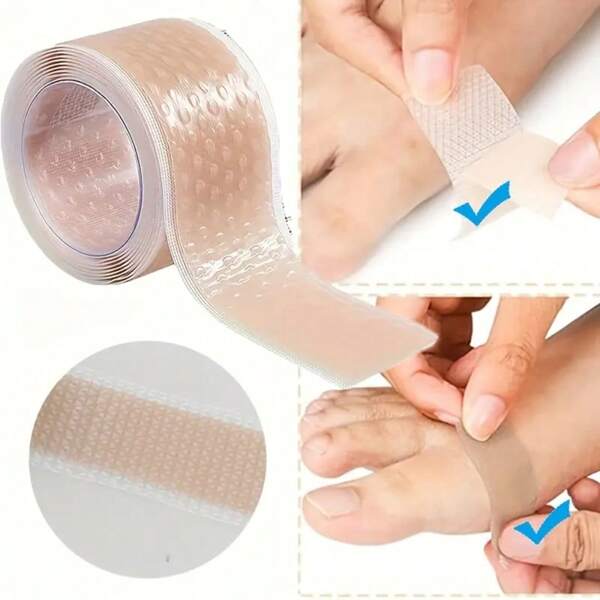 1/3 Rollos de vendas de gel de silicona contra ampollas - Cinta protectora transparente para talón, mano y dedos del pie, alivio de fricción en el zapato, prevención de ampollas, flexible y transpirable