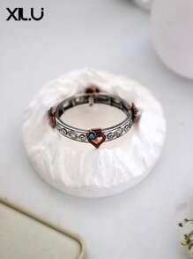 1pc Fashion Metal Flower Pattern Vintage Western Cowboy Style Adjustable Bracelet, Unisex