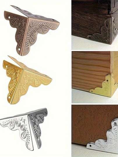 20 piezas, 25MM, Esquineras decorativas de metal para cajas de madera, rebordes impresos para cajas de madera