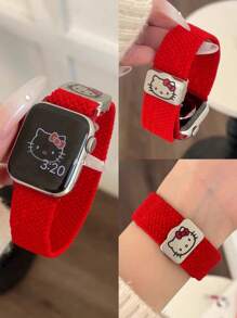 Sanrio 1pc Sanrio Minimalist Fashion Woven Magnetic Clasp Hello Kitty Apple Watch Band Strap, Adjustable Magnetic Clasp Apple Watch Band, Compatible With Apple Watch Series 38/40/41/S10 42/44/45/49/S10 46mm, Apple Watch Ultra/SE/8/7/6/5/4/3/2/1