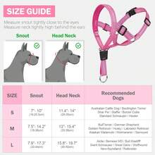 No-Pull Dog Headcollar - Reflective Head Halter Collar For Dogs, Padded Dog Head Collar To Stop Heavy Pulling, Anti-Pull Muzzle Leash - Pink - View 2