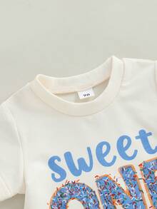 Baby Boy First Birthday Outfit Set T-Shirt Top And Seersucker Stripe Shorts Newborn Summer Clothes - Baby Blue - View 4
