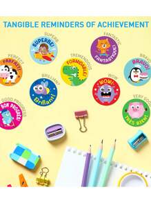 500pcs/Roll Cartoon Animal Stickers, Cute Stationery Stickers For DIY Decoration, Inspiring Reward Stickers, 1 Inch, Suitable For School, Home, Training, Gift Wrapping