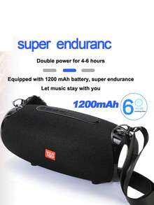 Outdoor Wireless Portable Bluetooth Speaker, Supports TWS Stereo Pairing, TF Card, USB Flash Drive, AUX Audio Output, FM Multi-Function Playback, With Lanyard For Hand-Carry And Shoulder-Carry Dual Mode - 黑色 - 查看 3