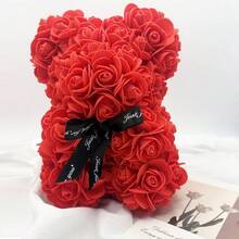 1pc 20cm Rose Bear, Handcrafted Rose Teddy Bear PVC Gift Box, Used For Mother's Day, Christmas, Valentine's Day, Friends' Day, Anniversary And Bride Gifts - Multicolor - View 7