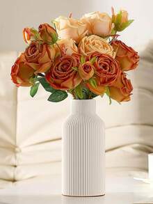 1pc Creative Vase With Round Mouth Lines,Suitable For Home Decor, Bedroom Decor, Office And Students, The Best And Christmas Gift,Storage,Wedding Decor,House Decor,Jewelry Organiser,Party Decorations Flower Vase Glass Vase