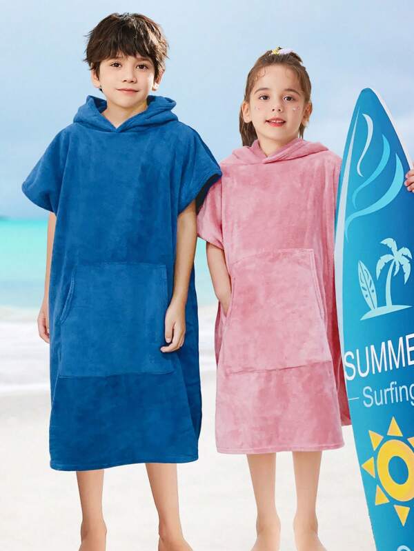 1 Stück Kinderbademantel mit Kapuze, schnelltrocknend, dick und weich aus Korallenfleece, saugfähiger Bademantel für Strand, Pool, Dusche, Heimgebrauch