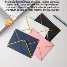 10 个铝箔三角信封，彩虹纸，贺卡、情书、办公室、婚礼请柬、学校、毕业典礼、邮寄信件、支票、发票信封，12*16.5 厘米，开学季适用
