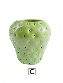 1 件迷你可爱草莓形花瓶，三种颜色（红色、粉色、绿色）可选，手绘装饰树脂花瓶，适用于家庭、餐厅餐桌装饰和水培植物