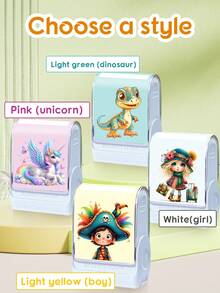 1 个印章 + 100 个姓名贴纸 - 儿童定制签名印章、儿童返校用品、个性化卡通图案姓名印章、DIY 定制卡通自墨姓名印章、签名印章用于签名姓名、儿童服装姓名印章防水、重现您的笔迹签名