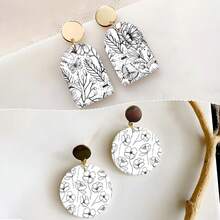 Watercolor Flower Transfer Paper - 1 Sheets Vintage Rustic Floral Transfer Paper For Polymer Clay Earrings, Retro Flower Clay Transfer Paper For Jewelry - Multicolor - View 9