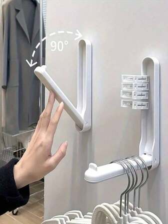 SHEIN X Milania Hanger Space Saver, Foldable Hanging Storage Organizer, Hanger Hook Organizer And Hanger Storage Rack Comes,To Hold Up Velvet/Wooden/Plastic Hangers Dress Pants Shoes Jeans Boots Skirt,Spring,Minimalist,Summer Tops