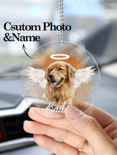 Chaveiro com foto personalizado, chaveiro com retrato de animal de estimação personalizado, pingente de acrílico personalizado, enfeites com impressão de logotipo colorido, presente de Natal para ela