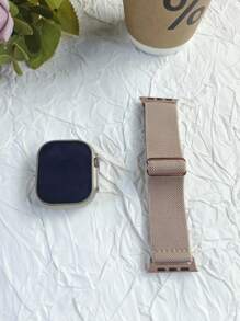 Chic Leopard Print Nylon Band Compatible With Apple Watch Series 9/8/7/6/5/4/3/2/SE, Compatible With 38/40/41mm & 42/44/45/49mm - Secure Button Clasp Smartwatch Strap Accessory